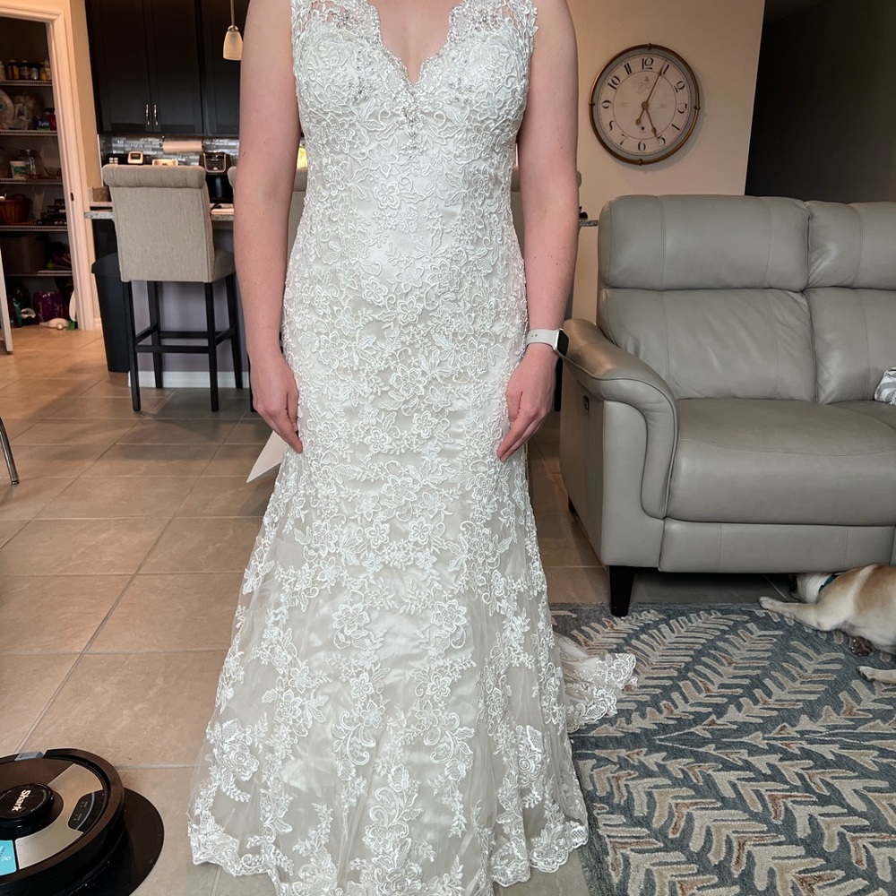 Ivory Lace V-Neck Bridal Gown